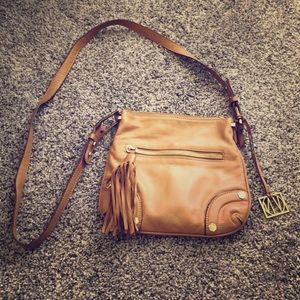 Brown leather crossbody bag